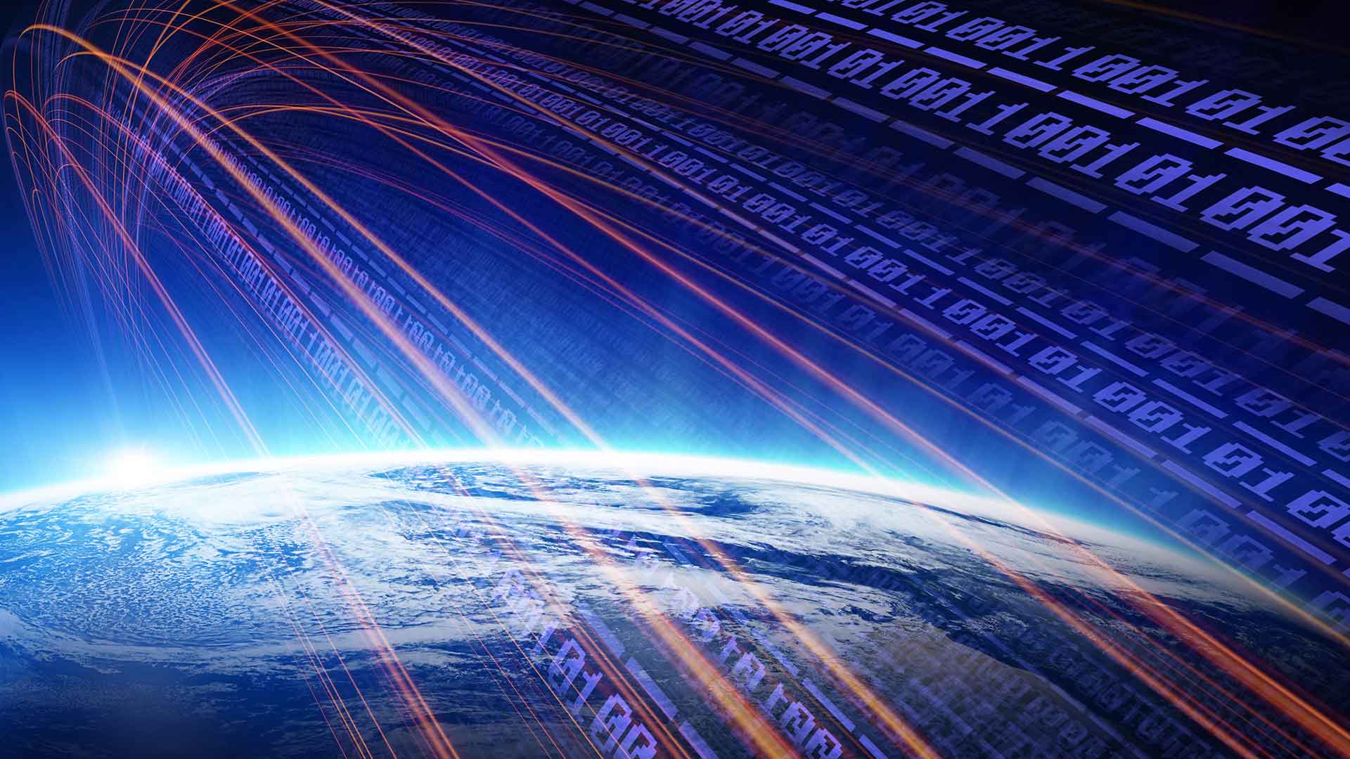 binary data and a globe